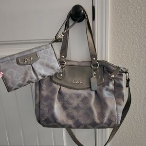 Coach Silver and Gray Shoulder Bag Set